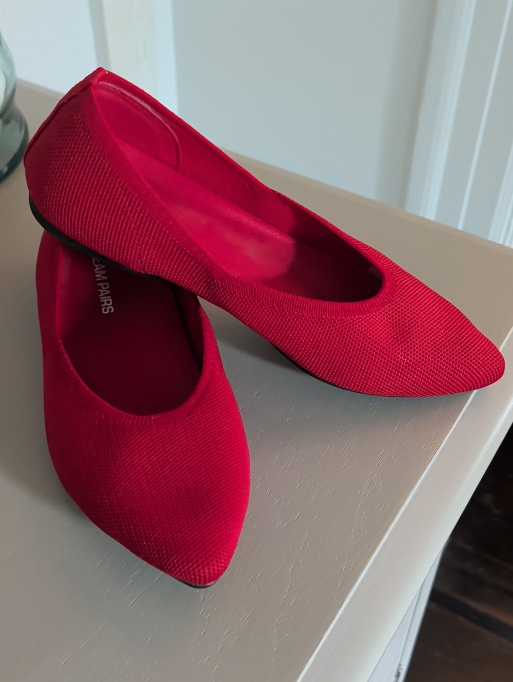 Dream Pairs Red Pointed Flats Soft Flexible Fabric Sole Size 6.5
